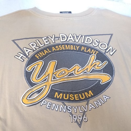 Impianto di assemblaggio finale Harley Davidson 1996 vintage York Museum PA taglia grande marrone chiaro - Foto 5 di 5