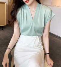 Chiffon Blouse Ladies Summer Commuter Short-sleeved Pullover Office Tops Shirts