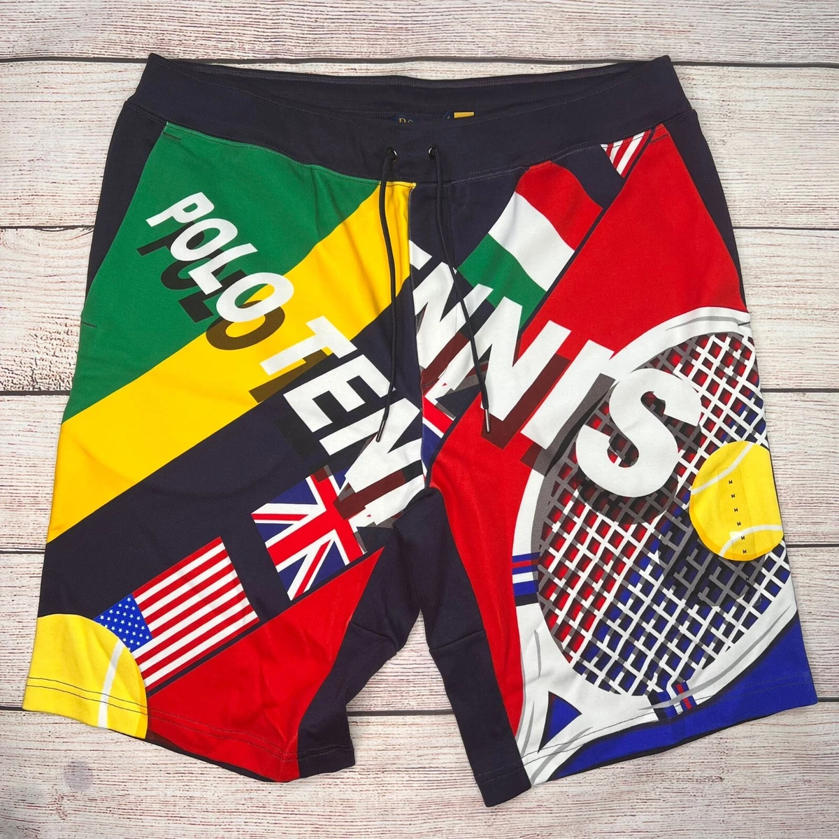 NWOT Polo Ralph Lauren Men's Tennis Interlock Olympic Flag Fleece Shorts