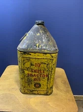Vintage Shell pyramid oil can Shell 10 Tractor Oil Mancave 