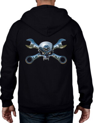 BIKER JOLLY ROGER FULL ZIP HOODIE - Motorrad T-Shirt Skull & Crossbones Biker