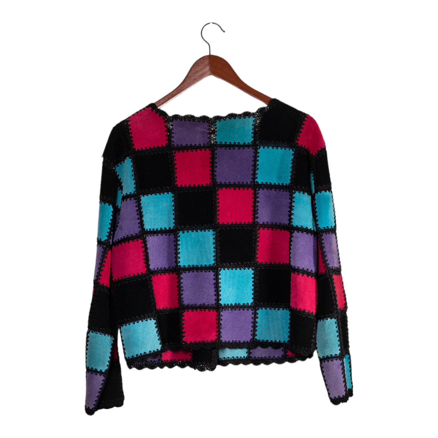 Vintage Suede Patchwork Jacket Size Medium Multic… - image 2