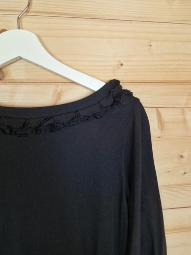 See By Chloe Tunic Dress 3/4 Sleeve Black Ruffles UK 8 Pockets Modal Cotton Top - Picture 12 of 13