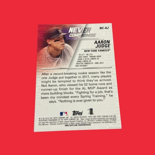 2018 Topps Stadium Club - Never Compromise Aaron Judge #NC-AJ - Picture 2 of 2