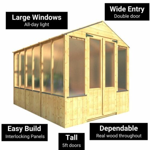 Wooden Greenhouse Potting Shed Polycarbonate Glazing Double Door Mini Greenhouse eBay