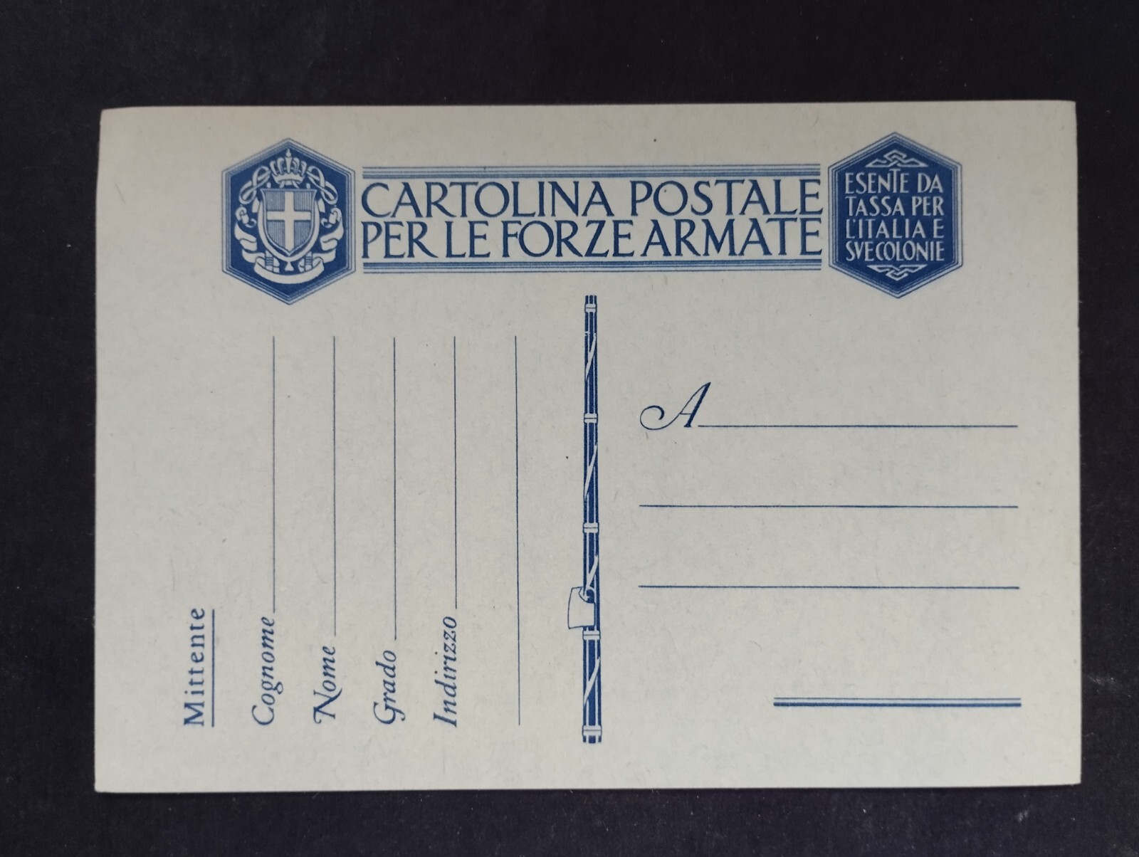 Cartolina Postale Franchigia Solo Indirizzo WZ778