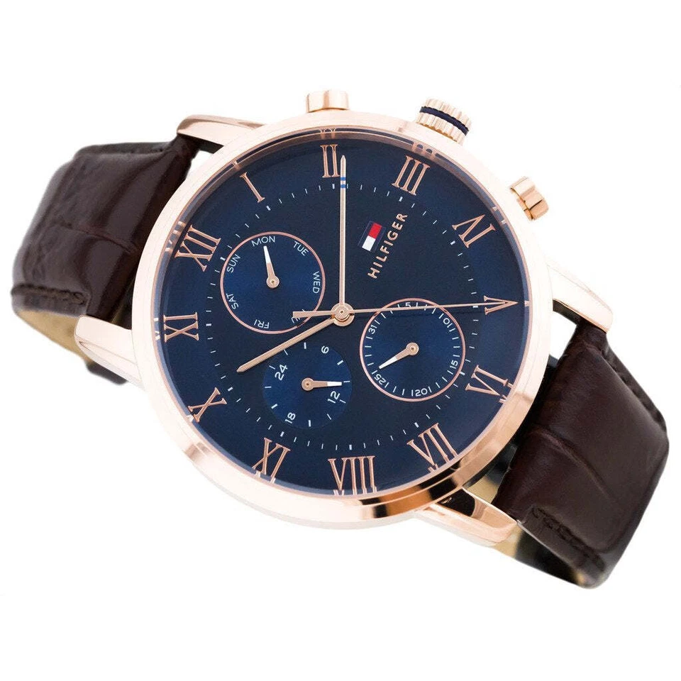 Tommy Hilfiger Brown Leather Blue Dial Men's Multi-function Watch - 1791399 - image 3 of 4