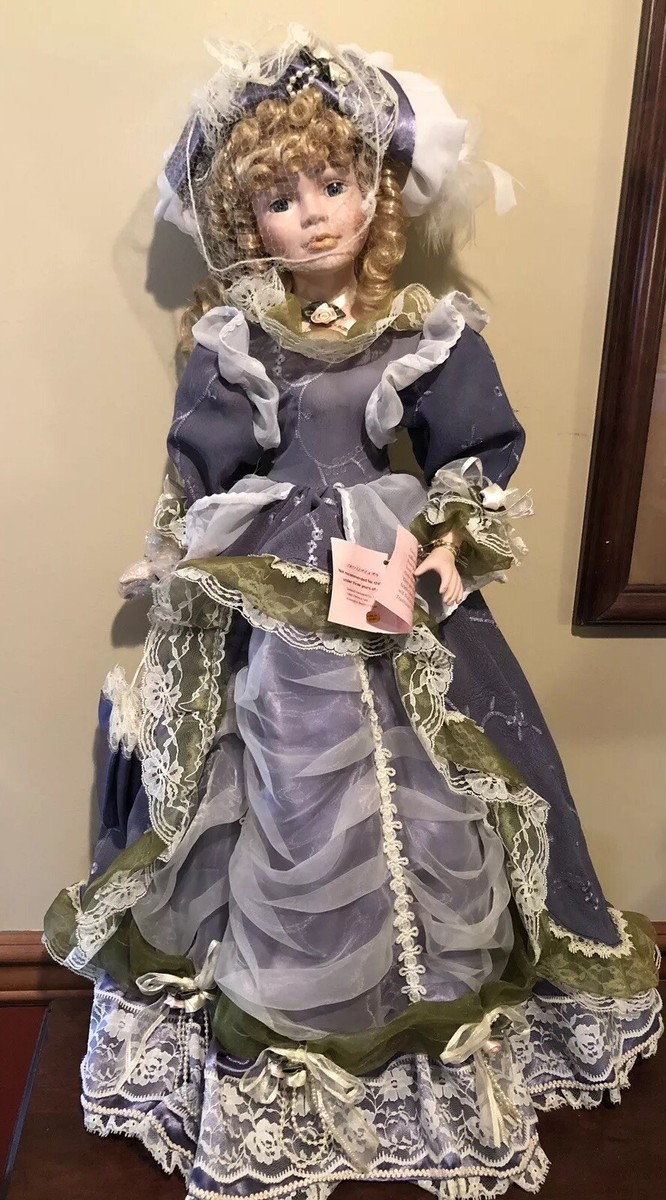 Traditions Dolls Victorian Collectible 28 inch Porcelain NWT And Umbrella