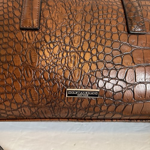 Christian Soriano Brown Croc Embossed Leather Handbag Minor Flaw On Silver Front