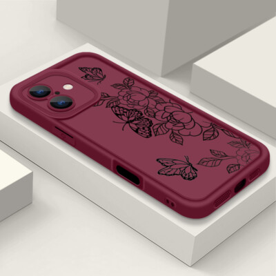 For iPhone 16 Pro Max 16e 15 14 13 12 11 XS 8 Butterfly Silicone TPU Case Cover