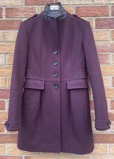 Burberry Brit Burgundy Wool Tailored Smart Coat Size Uk 8 Eu 36 Excellent Cond