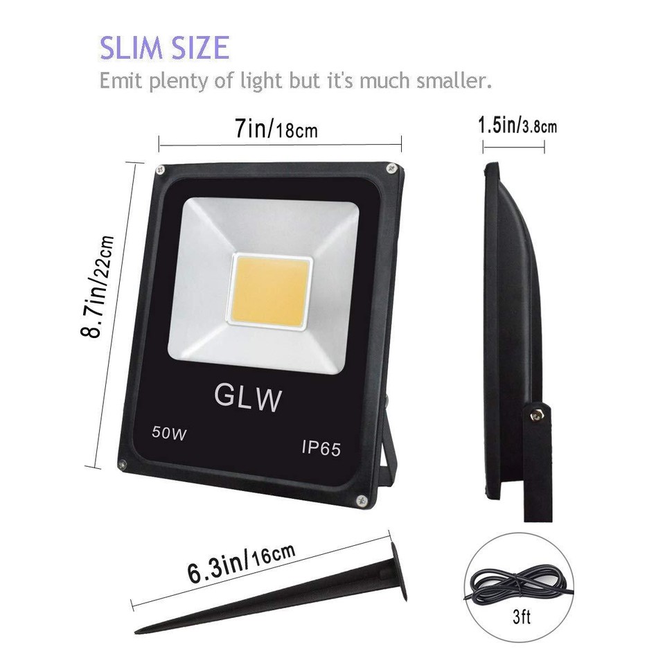 50W LED Landscape Lights 1224V DC Warm White Flood Lights Low Voltage