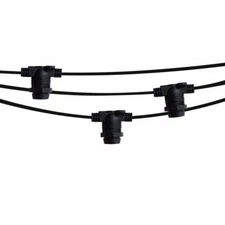 (Cord Only) 25 Socket Outdoor DIY String Light 29 FT Black Cord w/ E12 C7 Base