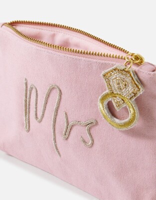 Neu mit Etikett Accessoire Mrs Pink Canvas Tasche Kosmetiktasche Braut