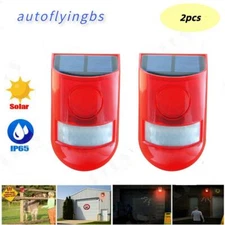 2 pcs Solar Alarm LED Light Solar Strobe Light Wireless Motion Sensor Outdoor