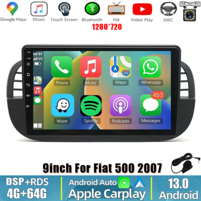 64GB For Fiat 500 2007-2012 Android 13 Car Radio GPS Stereo BT WIFI Navi Carplay