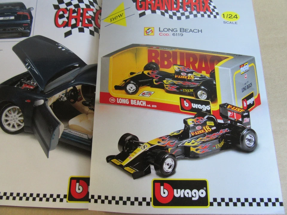 404L Burago Depliant Di 6 Pagine Maserati 3200 GT FERRARI 550 CHEVY Long Beach - Immagine 3 di 4