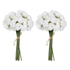 White Ranunculus Artificial Flowers 18 PCS Silk Flowers Faux Peonies Wedding