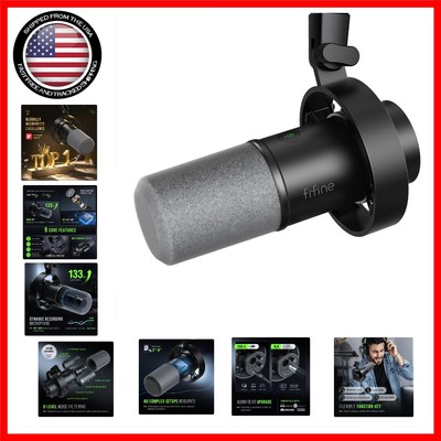 Professional Dynamic USB/XLR Microphone with Mute & Volume Control, Black