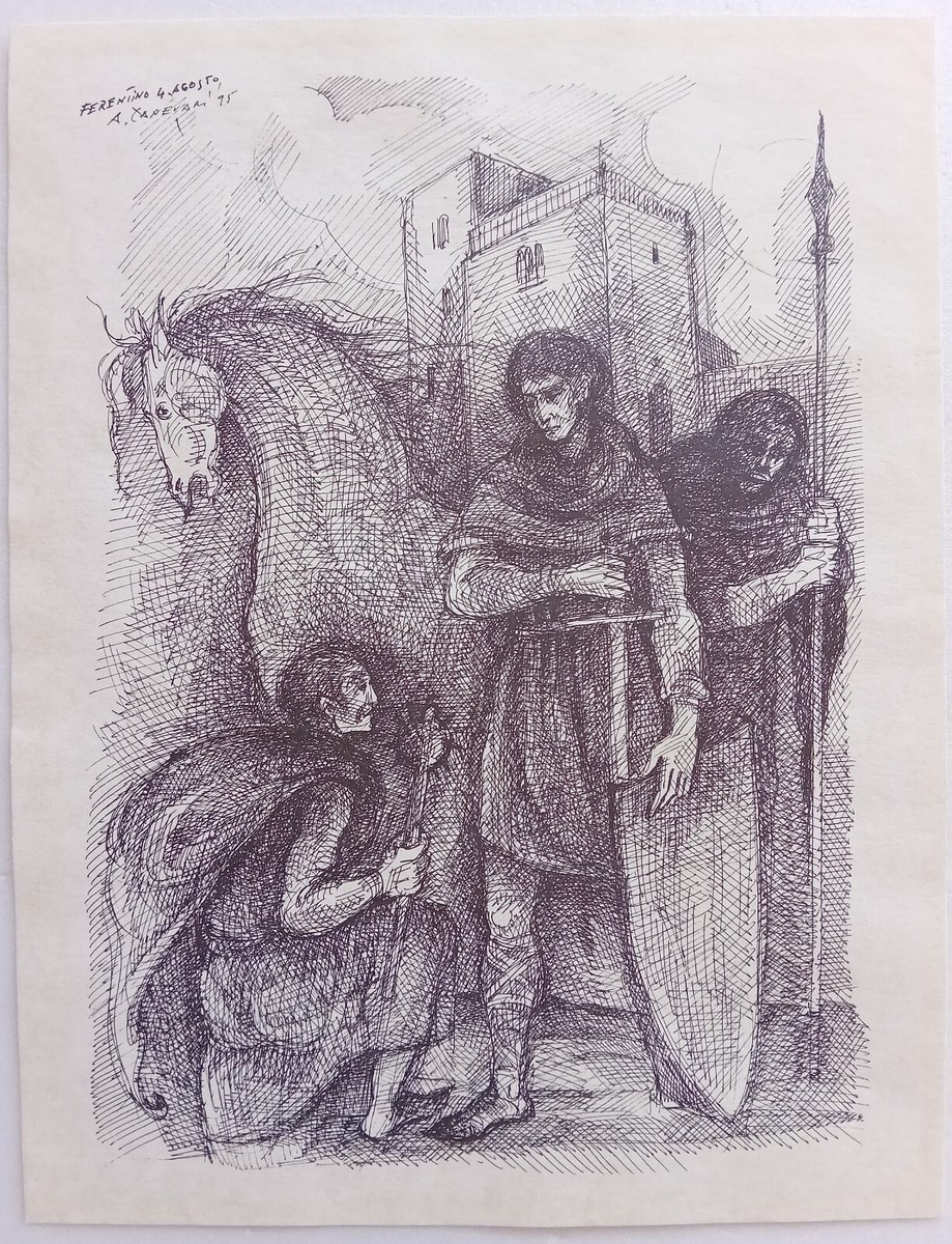 Angelo Enrico Canevari Bido 1995 Cavalieri Crociati Disegno 25