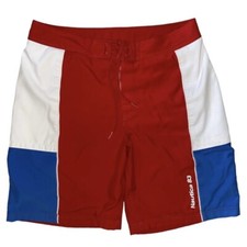 Vintage Nautica Red, White and Blue Color Blocked Swim Trunks Size 32