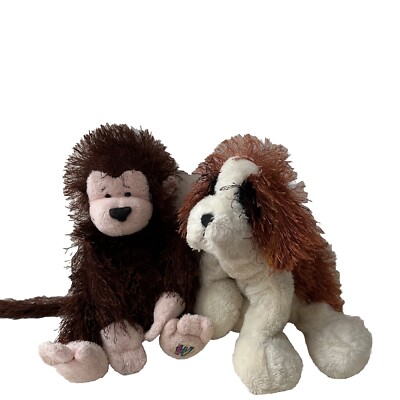 Ganz Webkinz Plush Lil Kinz Retired St Bernard & Monkey Stuffed Animal Toy