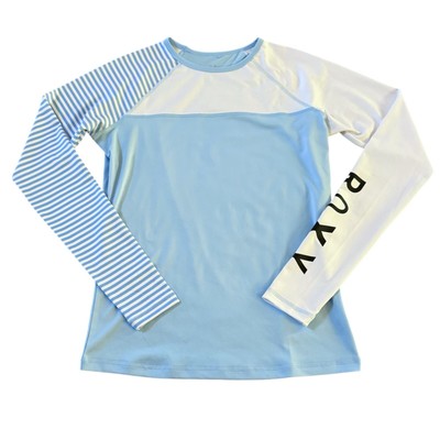 New Roxy Long Sleeve Stripe Rashguard Womens Size XL Blue White