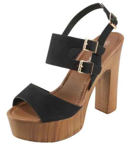 Weeboo Women's Renee-03 Peep-toe Strappy Platform Chunky Dress High Heels