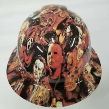 NEW FULL BRIM Hard Hat custom hydro dipped HORROR MOVIES MICHEAL MYERS ,OSHA 