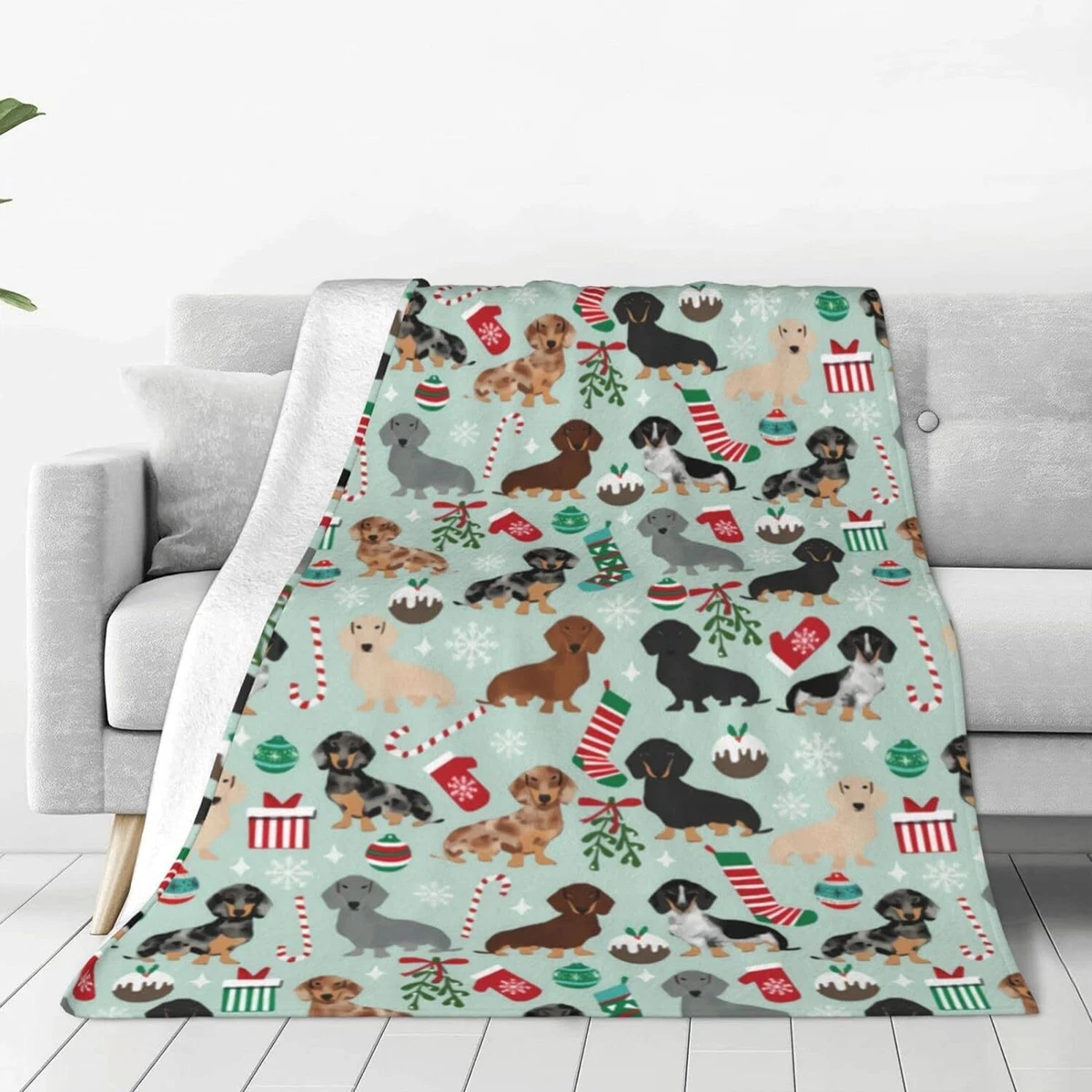 Dachshund christmas blanket hot sale