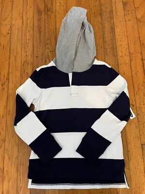 Old Navy Boy s Rubgy Polo Long Sleeves Stripes. Hoodie Large 10-12. NWT.