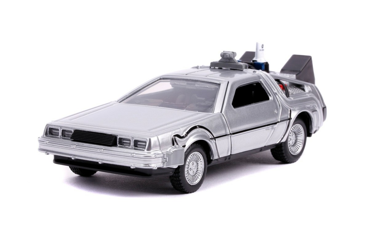 バック・トゥ・ザ・フューチャー PART1.2.3 Delorean 1/43 Back to the Future pull-back DeLorean 1:43 scale plastic