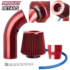 Red Air Cold Intake Induction Filter Pipe Kit Power Flow Hose Car System Auto