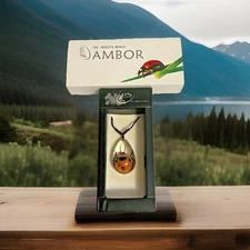 Ambor The Insects World flower bug  Resin necklace