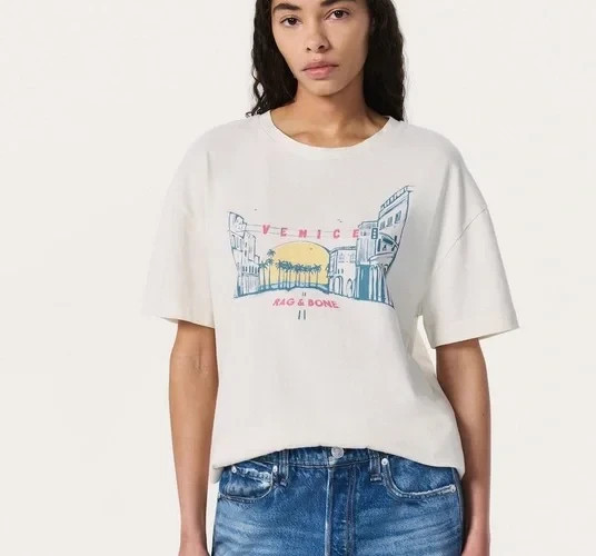 Rag & Bone Venice Graphic Tee in Chalk size S cotton sold out image 2