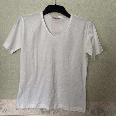 Hanes Ladies V Neck White T Shirt Size 12(M) - Image 1 of 4