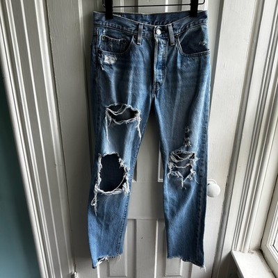 Levi s 501 Straight Distressed Raw Hem Jeans Luxor Street