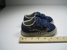 Vans Old Skool Kids Shoes Blue Checkerboard Suede Slip-On Boys Girls Size 6.5