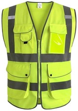 9 Pockets Class 2 High Visibility Reflective Safety Vest for Men Women,Meets ...