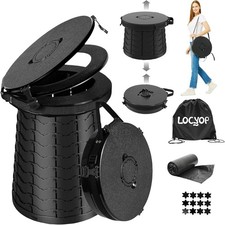XXL Portable Toilet for Camping,19.7" H Adjustable Folding Toilet with Lid,Carry