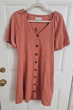 Madewell Texture & Thread Size M Coral hue Stretch Puff Short Sleeve Mini Dress