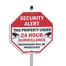 Security Alert This Property Unde Octagon Sign With Stake Weather Resistant