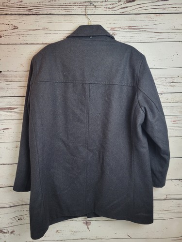 Dockers Charcoal Wool Blend Button Front Quilt Lined Long Sleeve Coat Mens 2XL - Picture 8 of 13