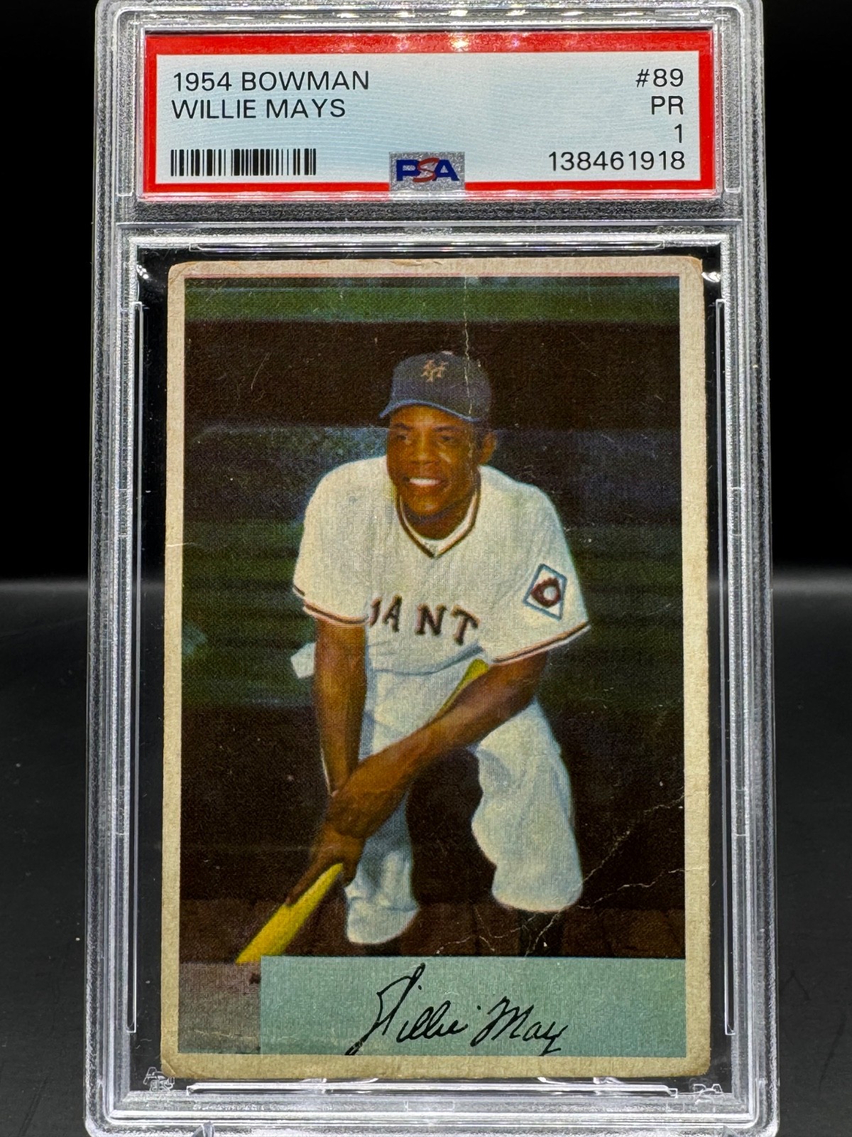 1954 BOWMAN!  WILLIE MAYS!  NEW YORK GIANTS!  #89  PSA 1!  FRESH GRADE!