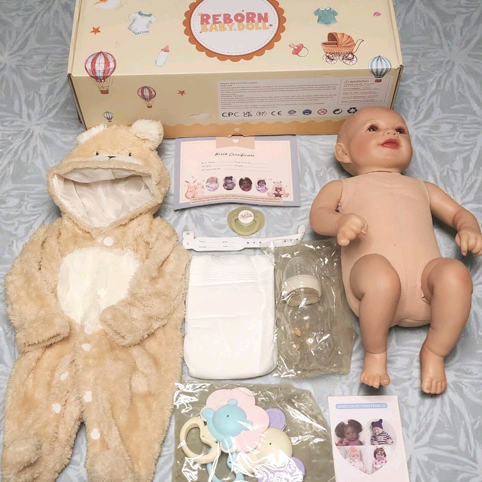 NEW REBORN Baby Boy Doll Girls Toy Light Brown Eyes Vinyl No