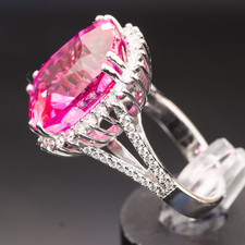 12.7 Ct Natural Pink Sapphire  & Diamond Wedding Bridal Ring 14k White Gold Sz 7