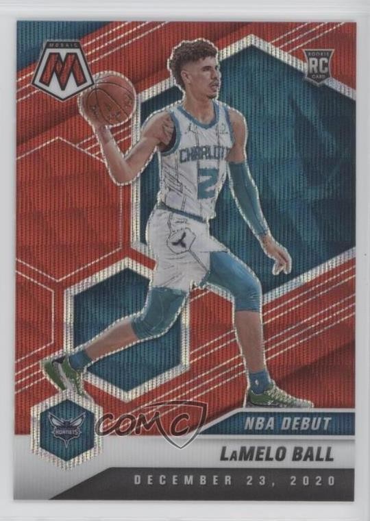2020-21 Panini Mosaic NBA Debut Red Wave Prizm Lamelo Ball #262 Rookie RC