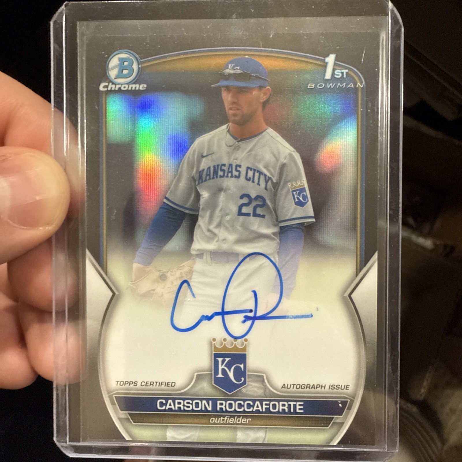 2023 Bowman Chrome Draft Carson Roccaforte 1st Bowman Auto Black /75 #CDACR