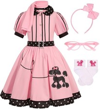 SIZGAROOT 50s Outfit for Girls Kids 50s Poodle Skirt Costume Girls Halloween ...