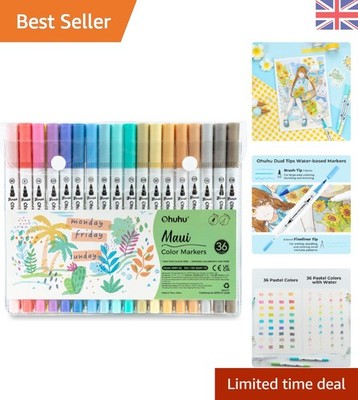 36 Pastell Dual Tip Art Marker - Pinsel & Fineliner Stifte auf Wasserbasis für alle Altersgruppen